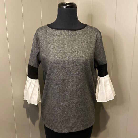 THML Small Three Quarter Sleeves Pleated Back Zipper Top - Picture 1 of 6